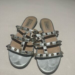 Valentino Silver Studded Sandals